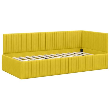 Lit simple,Lit adulte,Cadre de lit d'angle avec tête de lit Jaune 90 x 200 cm Velours CFW9267957