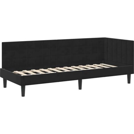 Lit simple，Lit adulte，Cadre de lit d'angle avec tête de lit Noir 80 x 200 cm Velours CFW5603256