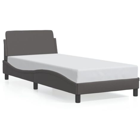 Lit simple，Lit adulte，Cadre de lit Dover gris 90x190 cm similicuir CFW1653527