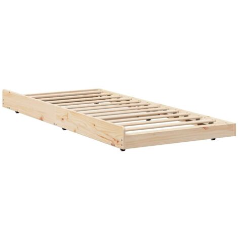 Lit simple，Lit adulte，Cadre de lit Marron 80 x 200 cm Bois de pin massif CFW4932833