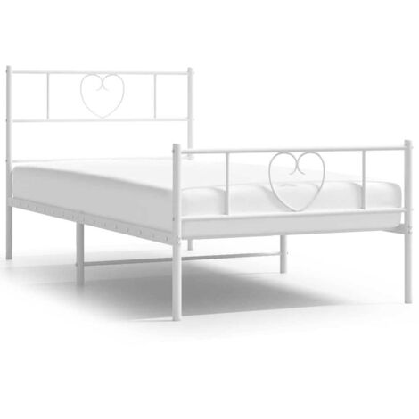 Lit simple，Lit adulte，Cadre de lit métal sans matelas et pied de lit blanc 100x200 cm CFW4101506