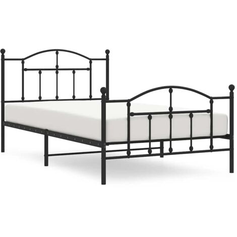 Lit simple，Lit adulte，Cadre de lit métal sans matelas et pied de lit noir 100x200 cm CFW1056965