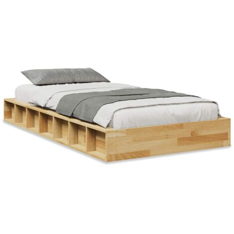 Lit simple，Lit adulte，Cadre de lit sans matelas 100x200 cm bois massif de chêne CFW2589173