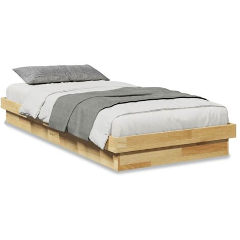 Lit simple，Lit adulte，Cadre de lit sans matelas 100x200 cm bois massif de chêne CFW2931214