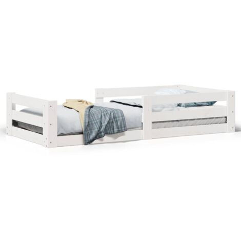 Lit simple，Lit adulte，Cadre de lit sans matelas blanc 70x140 cm bois de pin massif CFW9172701