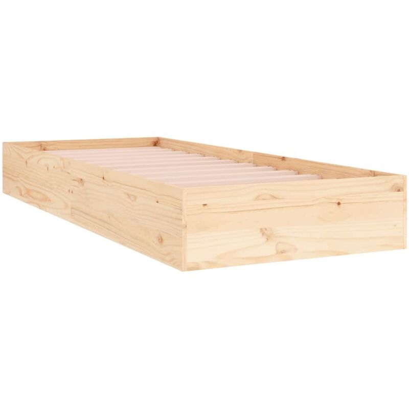 Lit simple，Lit adulte，Cadre de lit sans matelas bois massif 75x190 cm CFW1089262