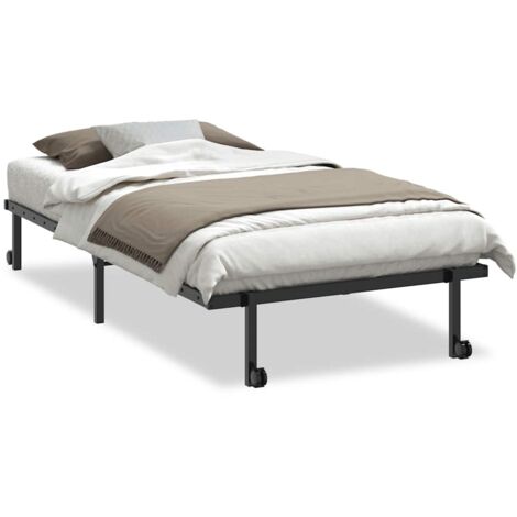 Lit simple，Lit adulte，Cadre de lit sans matelas pliable noir 100x200 cm acier CFW6888463
