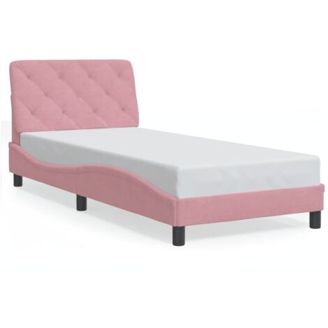 Lit simple，Lit adulte，Cadre de lit sans matelas rose 90x190 cm velours CFW5514593