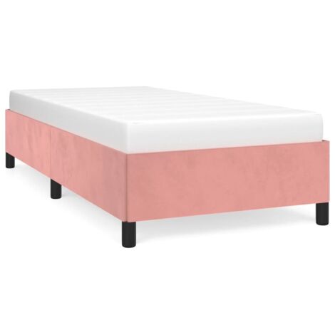 Lit simple，Lit adulte，Cadre de lit sans matelas rose 90x190 cm velours CFW8046166