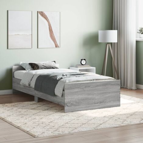 Lit simple，Lit adulte，Cadre de lit sonoma gris 90x190 cm bois d'ingénierie625254