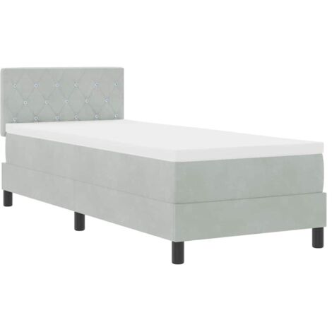 Lit simple，Lit Adulte，Lit à ressorts avec matelas Gris clair 80 x 200 cm tissu CFW382844