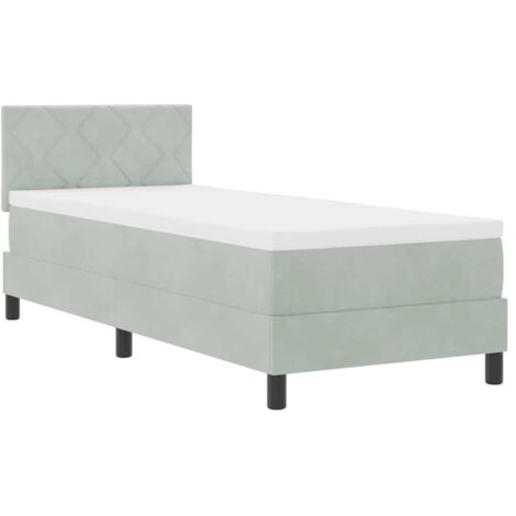Lit simple，Lit Adulte，Lit à ressorts avec matelas Gris clair 80 x 200 cm tissu CFW513149