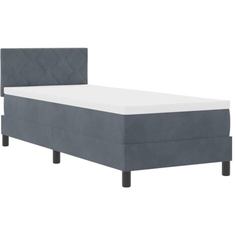 Lit simple，Lit Adulte，Lit à ressorts avec matelas Gris foncé 80 x 200 cm tissu CFW784646