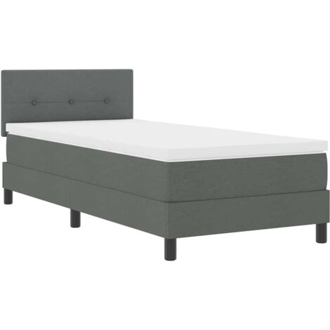 Lit simple，Lit adulte，Lit à ressorts avec matelas gris foncé 90x190 cm tissu CFW40724