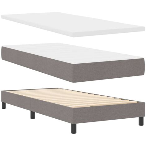 Lit simple，Lit adulte，Lit à ressorts avec matelas taupe, 80 x 200 cm, tissu.