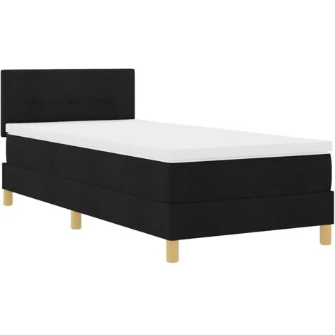 Lit simple，Lit adulte，Lit avec sommier et matelas noir 90x190 cm en tissu CFW71542