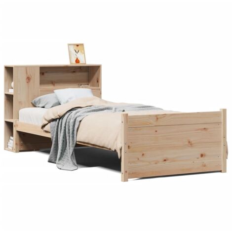 Lit simple，Lit adulte，Lit bibliothèque sans matelas 75x190 cm bois de pin massif CFW3849810