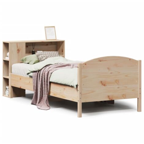 Lit simple，Lit adulte，Lit bibliothèque sans matelas 75x190 cm bois de pin massif CFW8920471