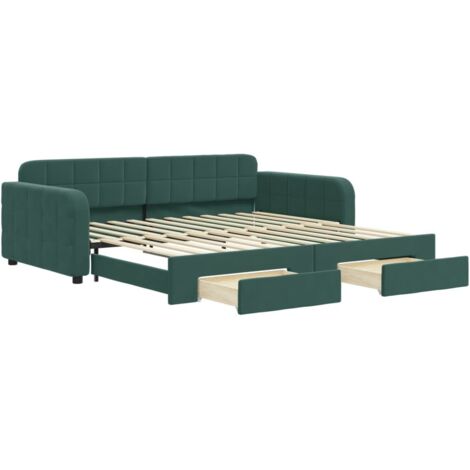 Lit simple,Lit adulte,Lit de jour avec gigogne et tiroirs sans matelas 100x200 cm CFW649807