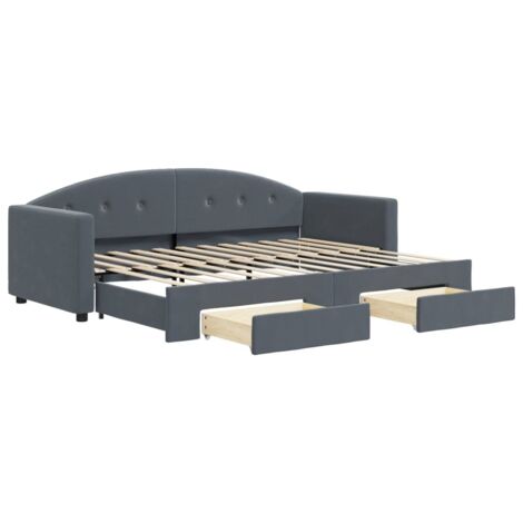 Lit simple，Lit adulte，Lit de jour avec gigogne et tiroirs sans matelas 80x200 cm CFW321590