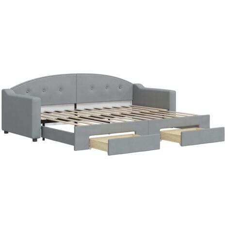 Lit simple，Lit adulte，Lit de jour avec gigogne et tiroirs sans matelas 80x200 cm CFW67080