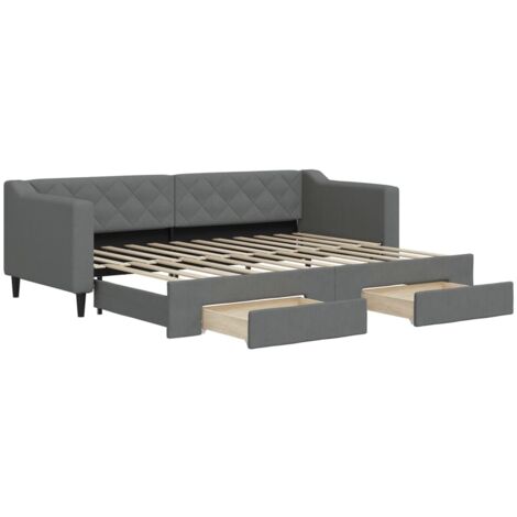 Lit simple,Lit adulte,Lit de jour avec gigogne et tiroirs sans matelas 80x200 cm CFW90919