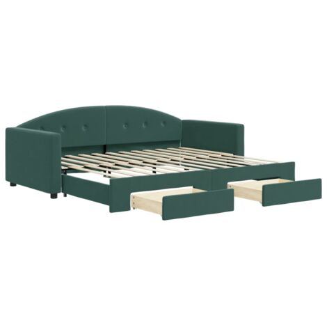 Lit simple,Lit adulte,Lit de jour avec gigogne et tiroirs sans matelas 90x200 cm CFW17860