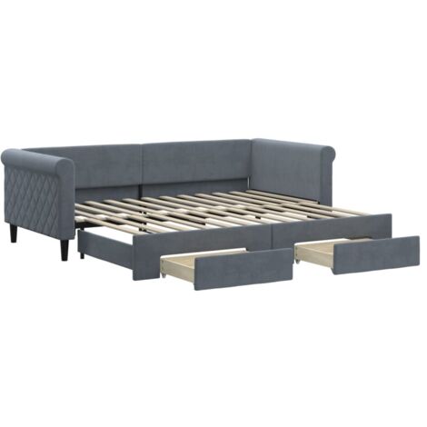 Lit simple,Lit adulte,Lit de jour avec gigogne et tiroirs sans matelas 90x200 cm CFW40556