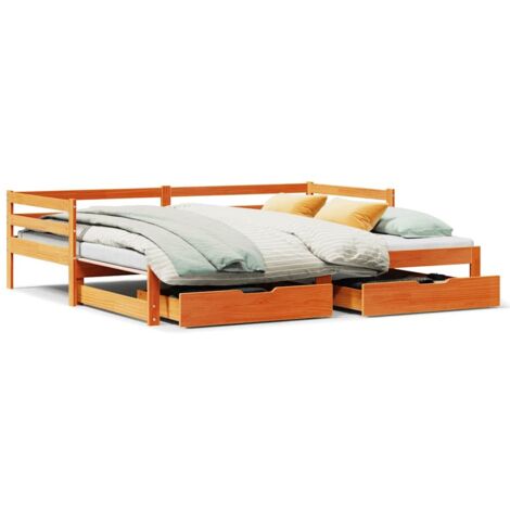 Lit simple,Lit Adulte,Lit de jour avec gigogne et tiroirs sans matelas 90x200 cm CFW510041