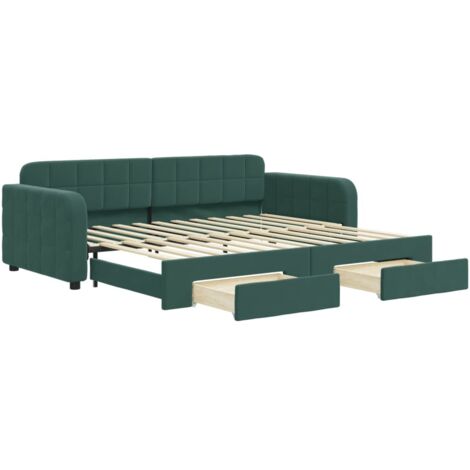 Lit simple,Lit adulte,Lit de jour avec gigogne et tiroirs sans matelas 90x200 cm CFW63003