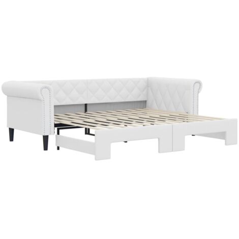 Lit simple，Lit adulte，Lit de jour avec gigogne sans matelas blanc 90x200 cm CFW610366
