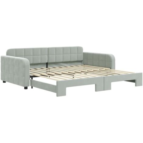 Lit simple，Lit adulte，Lit de jour avec gigogne sans matelas gris clair 100x200 cm CFW537817