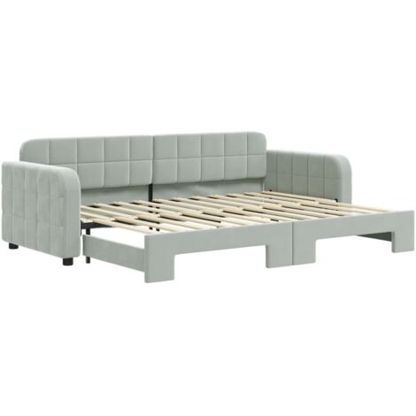 Lit simple，Lit adulte，Lit de jour avec gigogne sans matelas gris clair 80x200 cm CFW57895