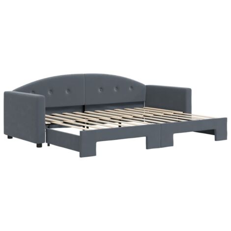 Lit simple，Lit adulte，Lit de jour avec gigogne sans matelas gris foncé 80x200 cm CFW976615