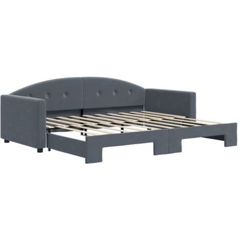 Lit simple，Lit adulte，Lit de jour avec gigogne sans matelas gris foncé 90x190 cm CFW24340