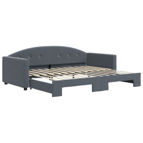 Lit simple,Lit adulte,Lit de jour avec gigogne sans matelas gris foncé 90x200 cm CFW378472