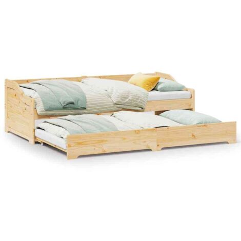 Lit simple,Lit adulte,Lit de jour avec gigogne sans matelas IRUN 90x200 cm CFW296283