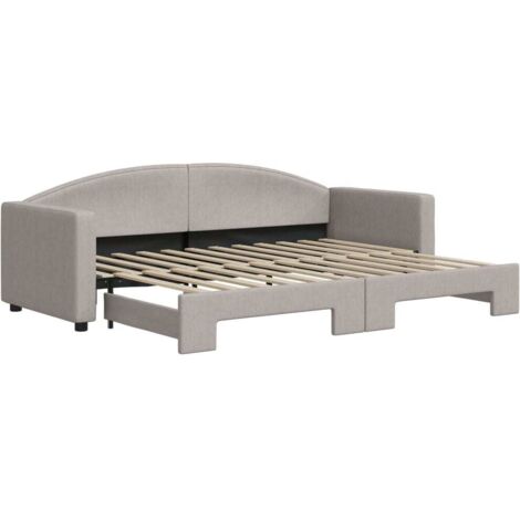Lit simple,Lit adulte,Lit de jour avec gigogne sans matelas taupe 80x200 cm CFW372186