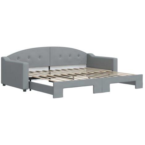 Lit simple,Lit adulte,Lit de jour avec lit gigogne gris clair 90x200 cm tissu CFW38265
