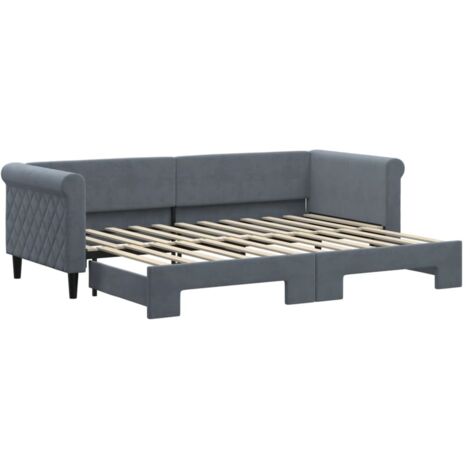 Lit simple,Lit adulte,Lit de jour avec lit gigogne gris foncé 80x200 cm velours CFW72013
