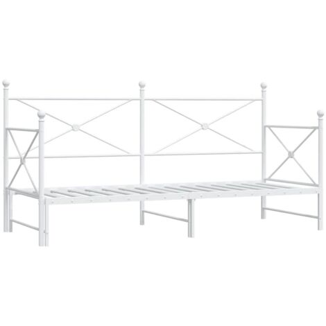 Lit simple,Lit adulte,Lit de jour avec lit gigogne sans matelas blanc 90x200 cm acier CFW66598