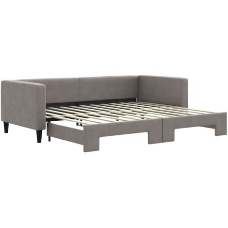 Lit simple,Lit adulte,Lit de jour avec lit gigogne taupe 90x200 cm tissu CFW38813