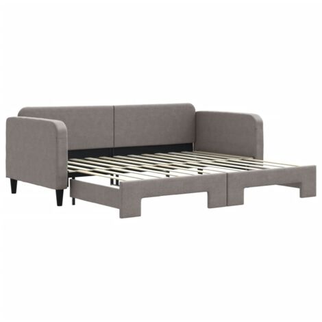 Lit simple,Lit adulte,Lit de jour avec lit gigogne taupe 90x200 cm tissu CFW93053