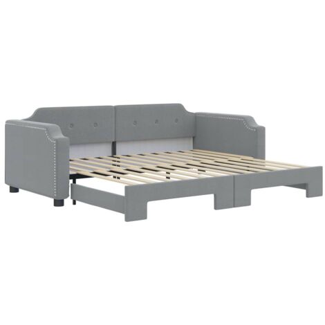 Lit simple，Lit adulte，Lit de jour avec Lit simple，Lit adulte，Lit gigogne gris clair 80x200 cm tissu CFW10501