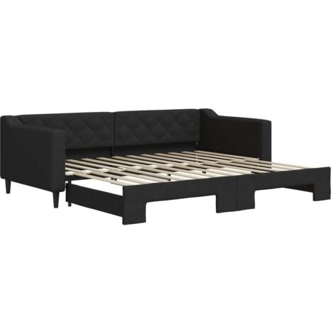 Lit simple，Lit adulte，Lit de jour avec Lit simple，Lit adulte，Lit gigogne noir 90x200 cm tissu CFW67003