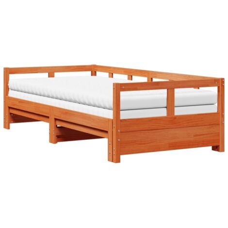 Lit simple，Lit Adulte，Lit de jour et lit gigogne et matelas 80x200 cm bois pin massif CFW504171
