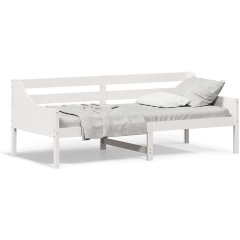 Lit simple，Lit Adulte，Lit de jour sans matelas blanc 90x200 cm bois de pin massif CFW279260