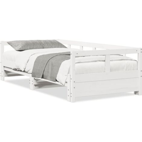 Lit simple，Lit adulte，Lit de jour sans matelas blanc 90x200 cm bois de pin massif CFW55679