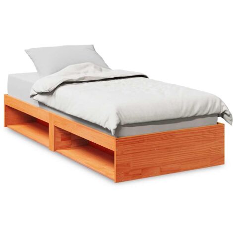 Lit simple，Lit adulte，Lit de jour sans matelas cire marron 90x190 cm bois pin massif CSW9658817
