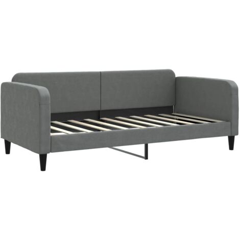 Lit simple,Lit adulte,Lit de repos gris foncé 90x190 cm tissu CFW38737